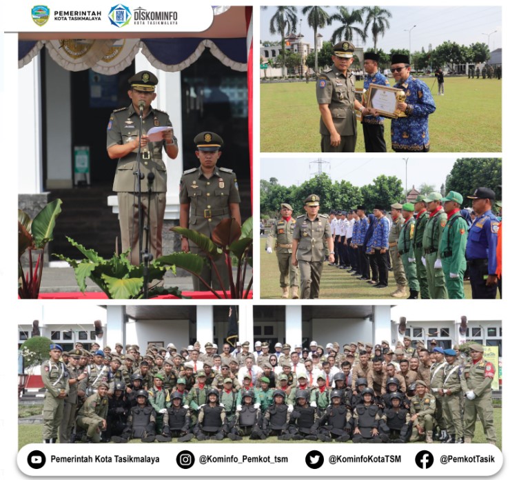 UPACARA PERINGATAN HARI ULANG TAHUN KE-73 SATUAN POLISI PAMONG PRAJA DAN HARI ULANG TAHUN KE-61 SATUAN PELINDUNGAN MASYARAKAT TAHUN 2023 TINGKAT KOTA TASIKMALAYA