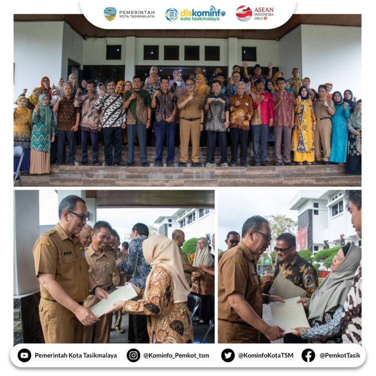 APEL PAGI GABUNGAN SERTA PENYERAHAN SK PENSIUN TMT 1 JUNI 2023 DAN PENYEMATAN PIN ORANGTUA ASUH ANAK STUNTING DI KOTA TASIKMALAYA