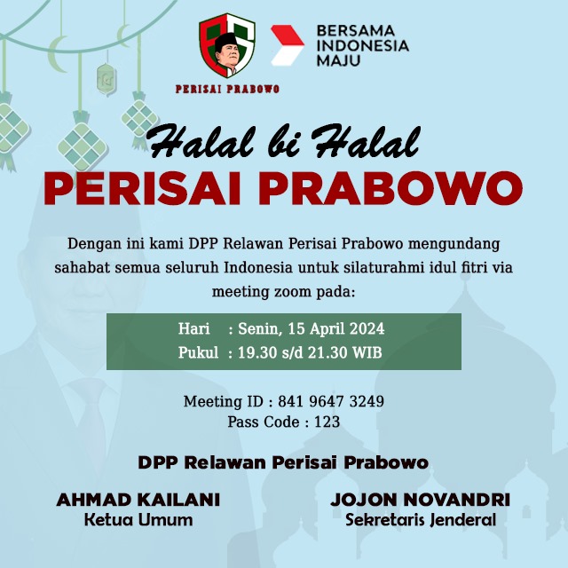 Ahmad Kailani, Ketua Umum DPP Relawan Perisai Prabowo:“Kita Harus Ikut Mengawal Program Prabowo-Gibran Jika Bangsa ini Ingin Berkilau Sejahtera”